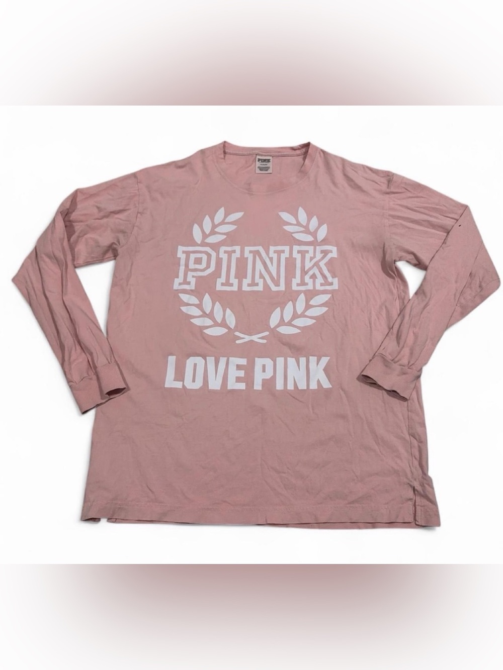 PINK Victoria's Secret Kids Long Sleeve Top in Dusty Pink with White Graphic